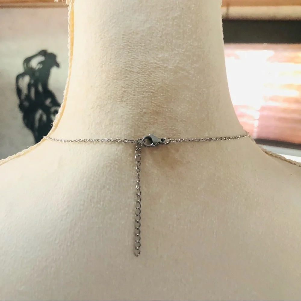 Handcrafted dual layer hammered metal pendant on chain necklace